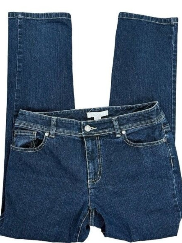 Chicos Jeans Women 0.5 Us 6 Short Straight Leg Dark Wash